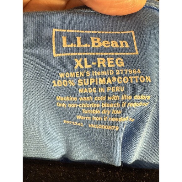LL Bean 100% Suprima Cotton Royal Blue scoop neck tshirt wmns Sz XL - Picture 3 of 4